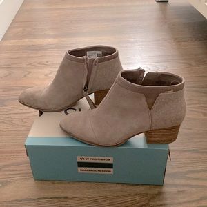 Beige suede Toms Booties with 2” heel